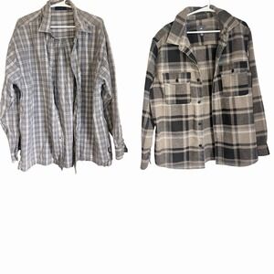 Lot Of 2 Men's XL Plaid Flannel Western Workwear Button Down Shirts